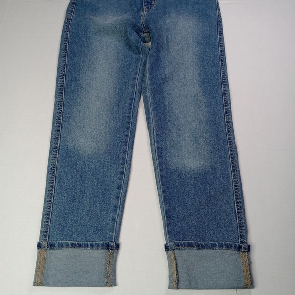 Levi Strauss Women's Mid Rise Boyfriend Jeans Sz 2 26x26 Blue Dark Wash Stretch - Picture 3 of 11